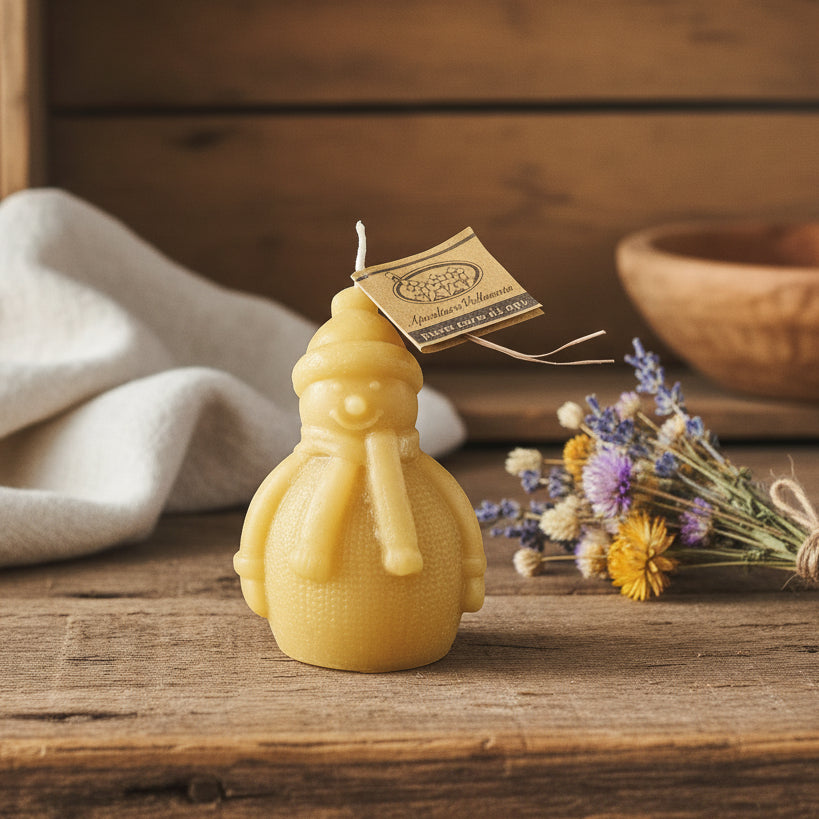 Candele in cera di api  - Pupazzo di Neve