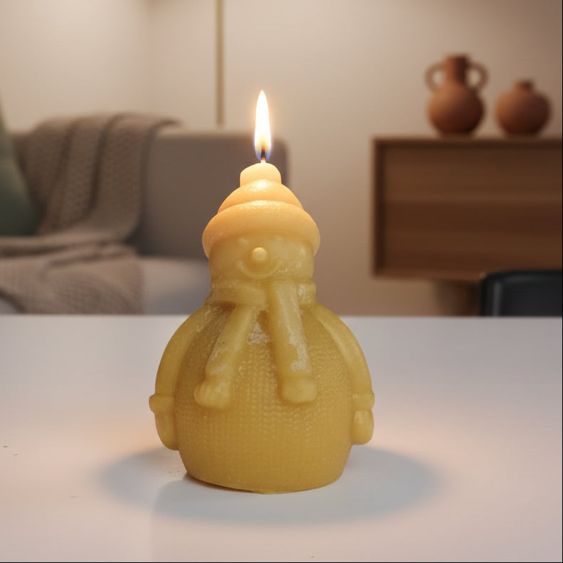 Candele in cera di api  - Pupazzo di Neve