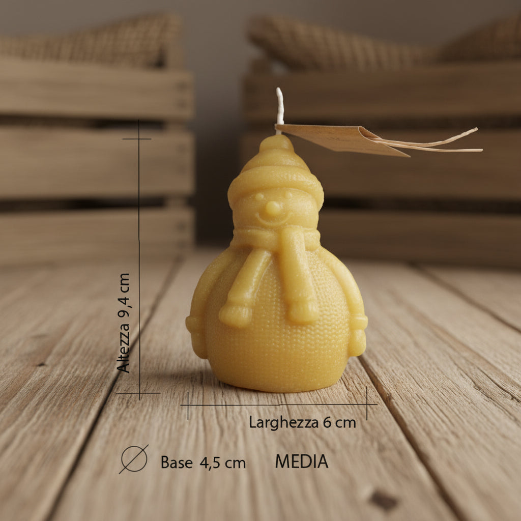Candele in cera di api  - Pupazzo di Neve